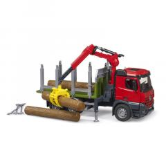 Jucarie - Camion lemne Mecedes Benz Acros cu macara de incarcare