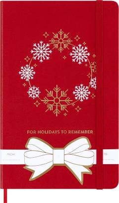 Carnet - Holiday - Moleskine Festive - Large, Hard Cover, Ruled - Snowflake - Red