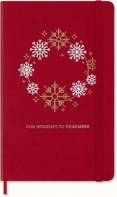 Carnet - Holiday - Moleskine Festive - Large, Hard Cover, Ruled - Snowflake - Red