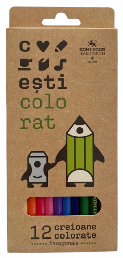 Set 12 creioane colorate - CarturESTI Colorat