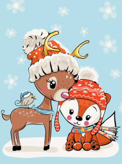 Set pictura pe numere - Vulpea si caprioara