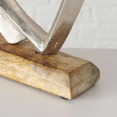 Obiect decorativ - Lemn de mango cu inima dubla argintie