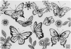 Plansa - Fluturi+ Set instrumente de colorat