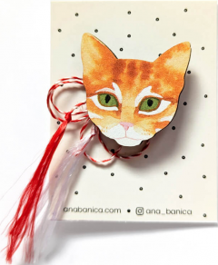 Martisor - Brosa Cat Portrait - Orange