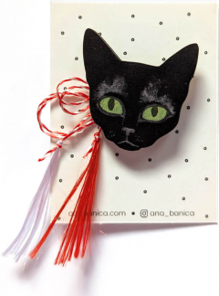 Martisor - Brosa Cat Portrait - Black