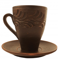 Ceasca din lut cu farfurie - Corund - 150 ml