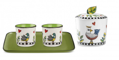 Set 2 cesti + tava + zaharnita - Cocorico - Verde