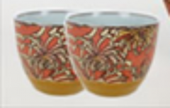 Set ceainic + 2 cesti - Orange Flowers