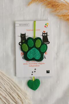 Semn de carte - Labuta de pisica cu iubire - Verde