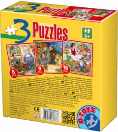 Set 3 Puzzle magnetic - Basme, 6,9,16 piese