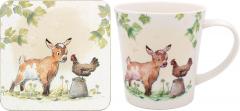 Set cana portelan cu suport - Goat & Hen