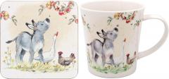 Set cana portelan cu suport - Donkey, Goose & Hen