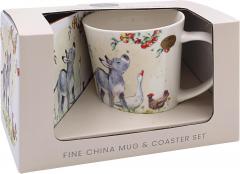 Set cana portelan cu suport - Donkey, Goose & Hen