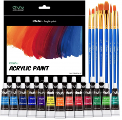 Set complet de pictura - Ohuhu Acuarele acrilice, 24 tuburi multicolor