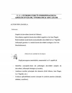 Psihopedagogia adolescentilor, tinerilor si adultilor