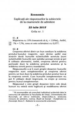 Culegere de explicatii ale raspunsurilor la subiectele de la examenele de admitere la Facultatea de Drept, Universitatea din Bucuresti
