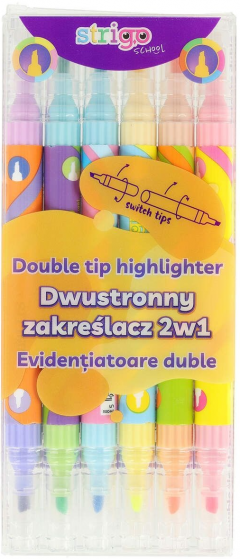 Set 6 markere evidentiatoare duble - 2 in 1 - Multicolor