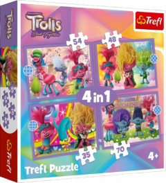 Puzzle 4-in-1 - Aventurile Trolilor Colorati