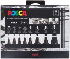 Set 8 markere - Posca PC-Mix - Negru