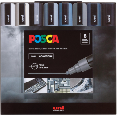 Set 8 markere - Posca PC-5M - Monotone