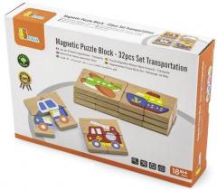 Puzzle din lemn - Magnetic Puzzle Block, 32 piese