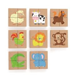 Puzzle magnetic din lemn, 32 piese - Animale