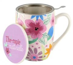 Cana cu capac si infuzor - Japon - Flori