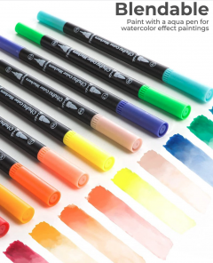 Set 120 markere - Ohuhu Maui - Dual Tips, Multicolor (Brush & Fineliner)