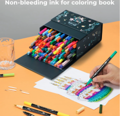 Set 120 markere - Ohuhu Maui - Dual Tips, Multicolor (Brush & Fineliner)