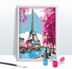 Set pictura pe numere + rama - Parisul primavara