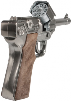 Jucarie - Pistol politie culoare otel, 8 capse