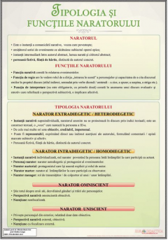Plansa - Tipologia si functia naratorului 