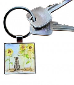 Breloc - Cat & Sunflower