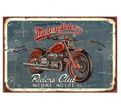 Placuta decorativa - Riders Club: No Bike No Life