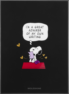 Set carnet + 12 creioane si ascutitoare Peanuts x Moleskine - Large, Ruled, Hardcover (Black & Gift Box)
