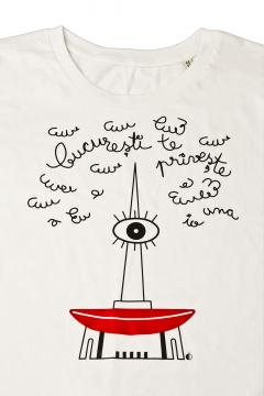 Tricou pentru femei - I Love Bucharest Ana Banica, culoarea alb, marimea S