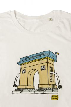 Tricou pentru femei - I Love Bucharest Ghica Popa, culoarea alb, marimea M