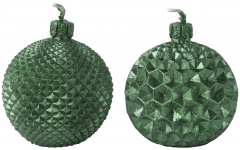 Set 2 lumanari decorative - Christmas Bauble Green (doua modele, pret pe set)