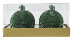 Set 2 lumanari decorative - Christmas Bauble Green (doua modele, pret pe set)