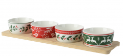 Set 4 boluri - Tapas Set Porcelain Rectangle Decal