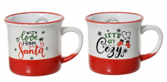 Cana - With Love From Santa / Let's Get Cozy Round Decal Color Rim Stoneware (doua modele - pret pe bucata)