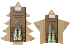 Tocator din lemn de bambus cu accesorii - Brad / Stea (doua modele, pret pe bucata)