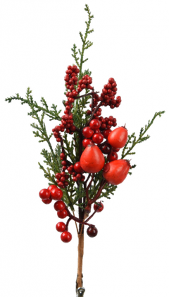Ornament brad - Big Berry Clip Red Berries, 25 cm