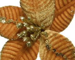 Decoratiune Craciun - Poinsettia on clip polyester spangels velvet (mai multe culori - pret pe bucata)