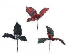 Ornament brad - Holly Polyester Velvet on Clip - mai multe culori