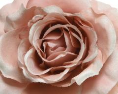 Decoratiune Craciun - Rose on clip pearl finish glitter (mai multe culori - pret pe bucata)