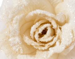 Decoratiune Craciun - Rose on Clip Glitter Snow (mai multe modele - pret pe bucata)