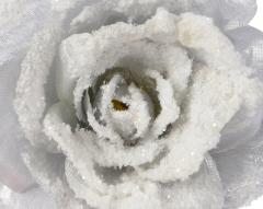 Decoratiune Craciun - Rose on Clip Glitter Snow (mai multe modele - pret pe bucata)