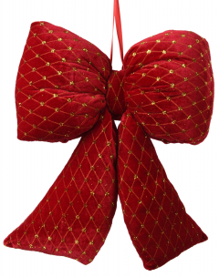 Ornament brad - Bow Polyester Velvet Gold Spangles, 37 cm