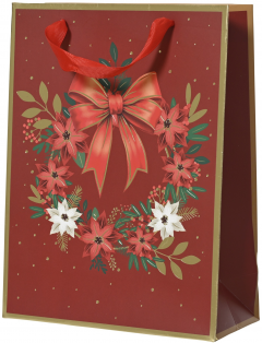 Punga de cadou - Merry Christmas Flowers (Medium)